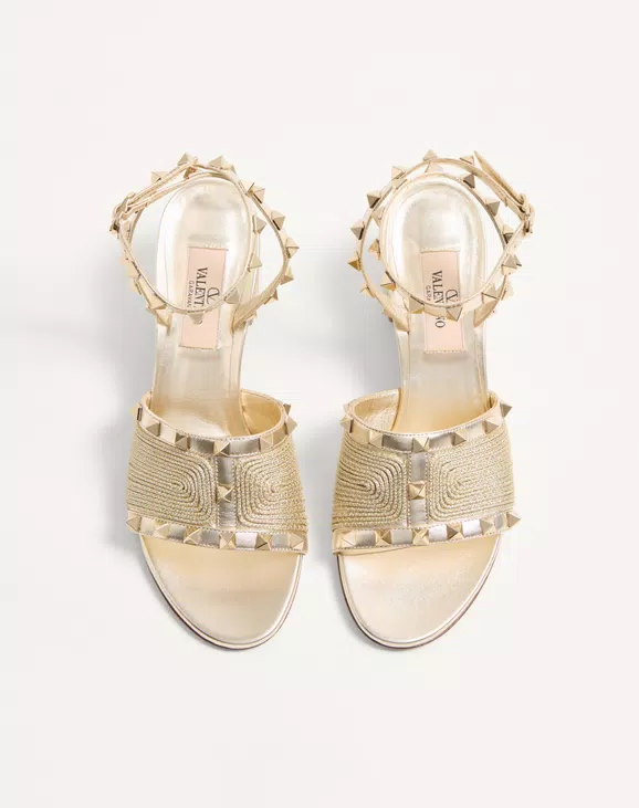Valentino Rockstud Sandal In Laminated Nappa With Cornely Embroidery 60Mm - Image 5